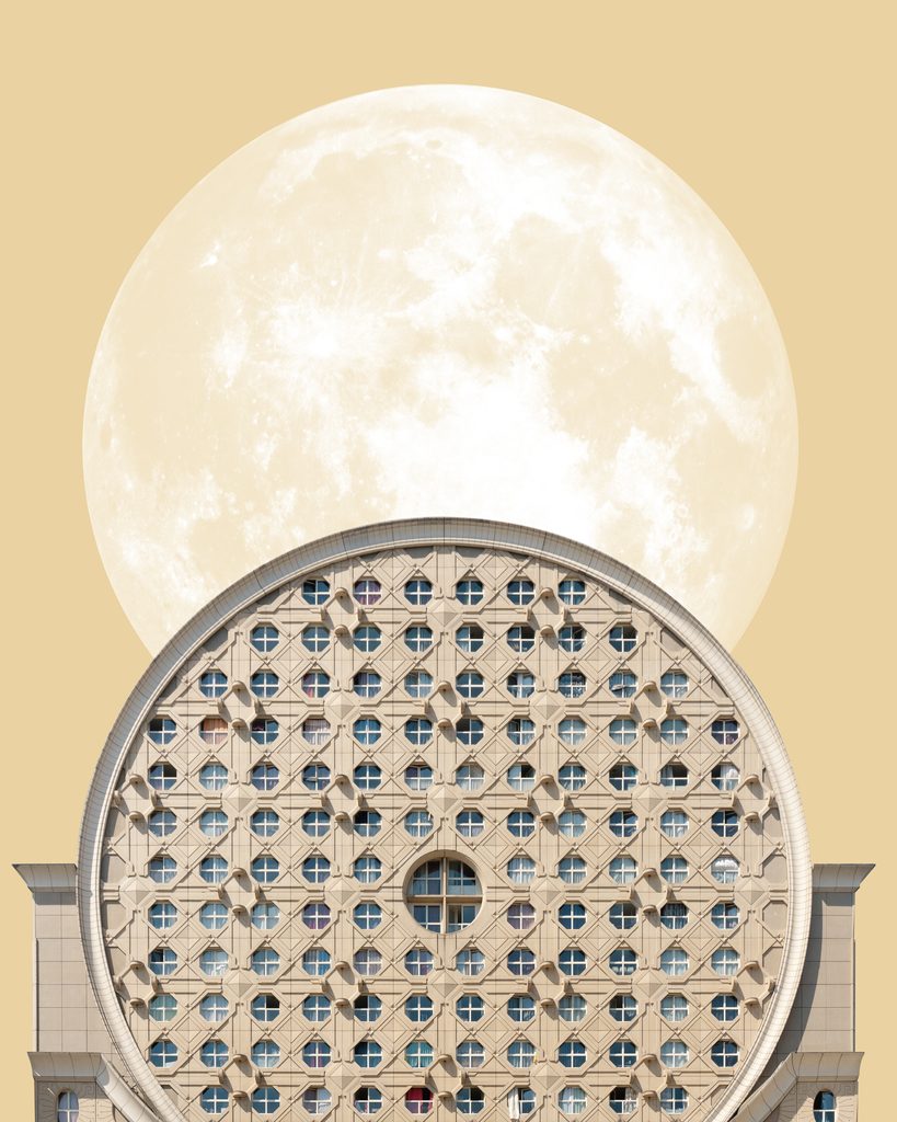 Portrait d'une structure brutaliste imposante, mise en lumière par des détails géométriques et la rugosité du béton, tirage d'art en édition limitée.