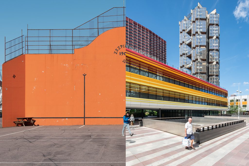 Photomontage d’un paysage naturel insulaire et d’un paysage urbain, contraste entre passé et présent, tirage d’art en édition limitée